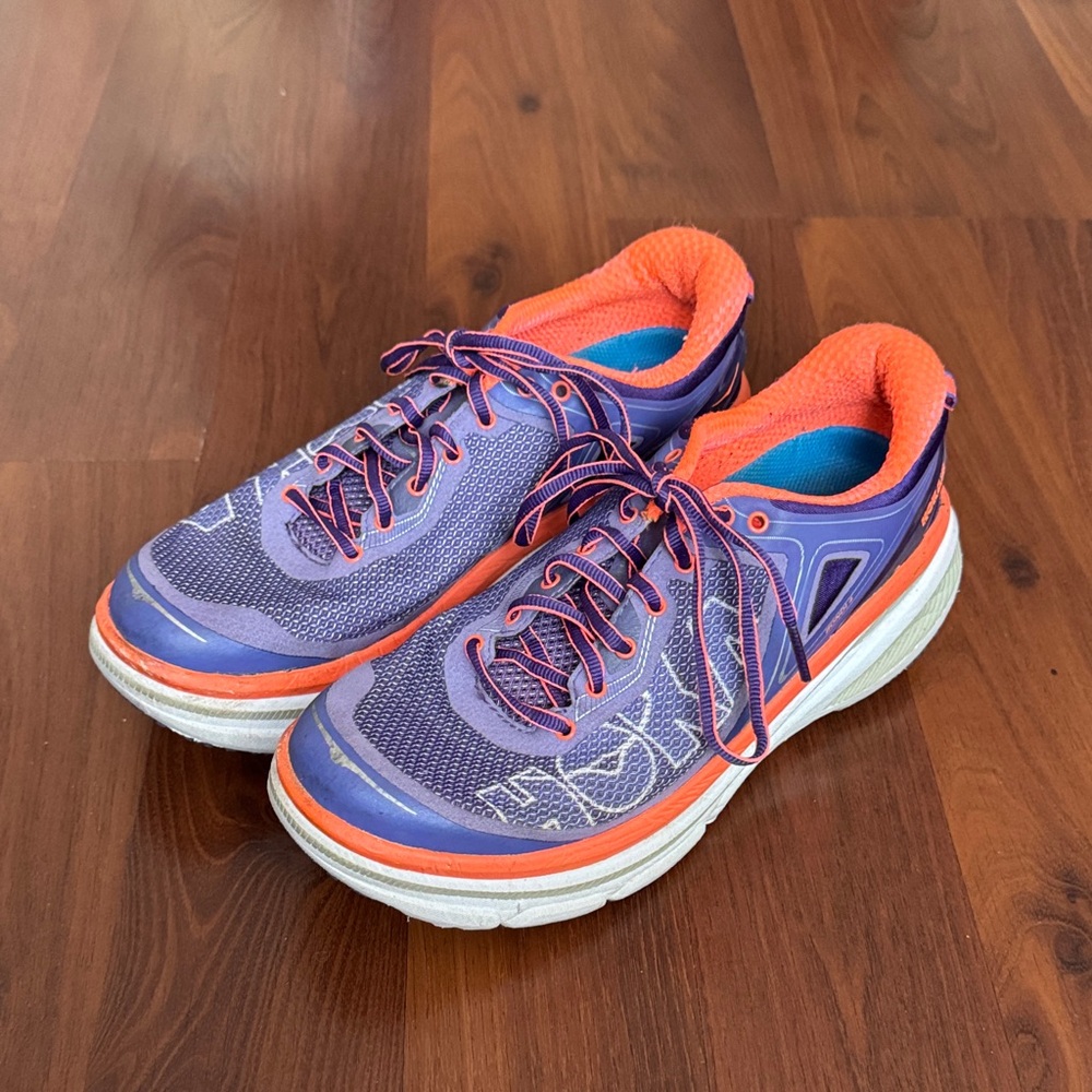 Hoka Vibrant Purple and Orange Running Shoes